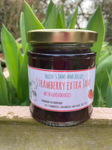 Helen's Strawberry Extra Jam with Gooseberries 220g