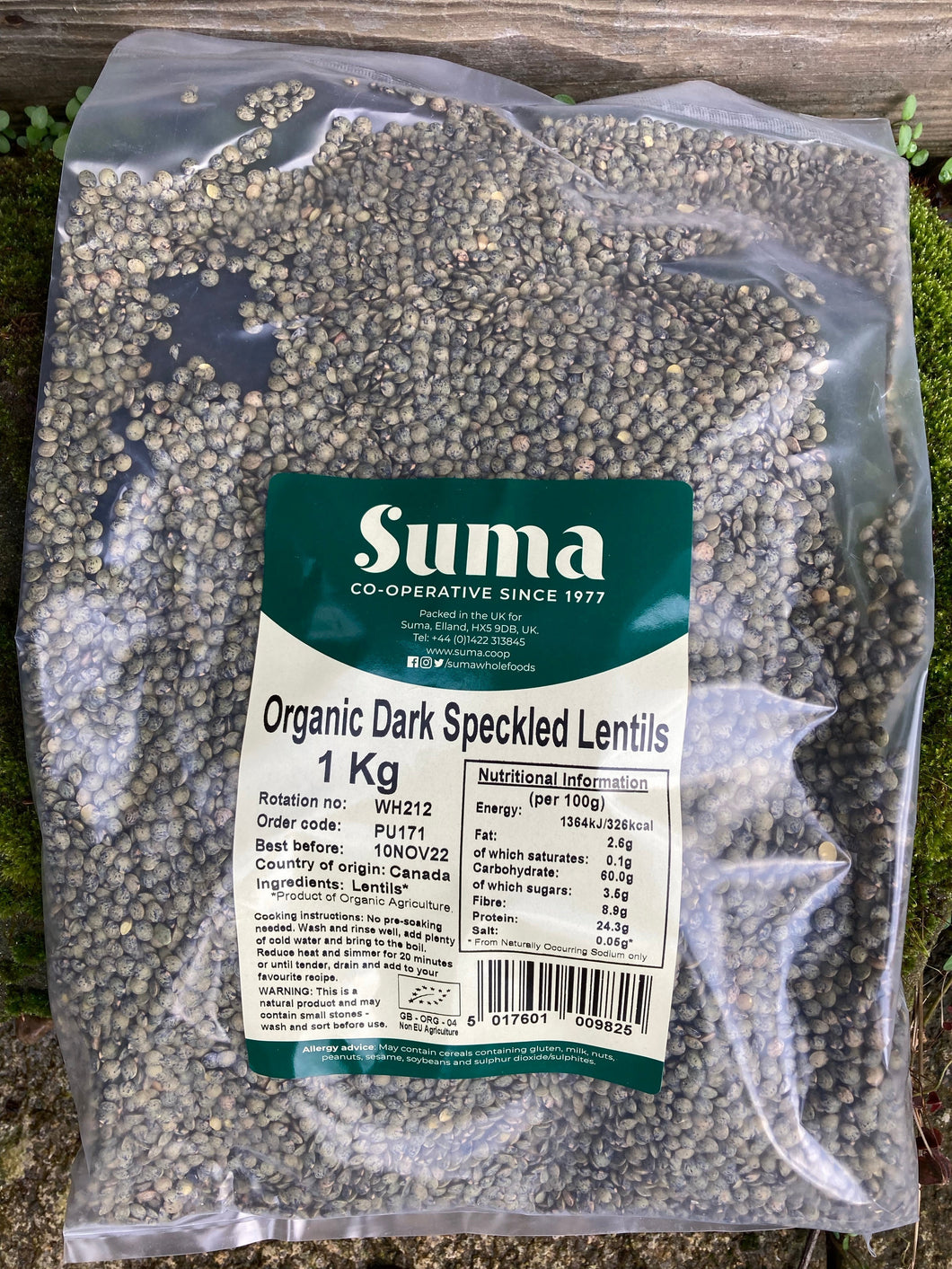 Suma Organic Dark Speckled Lentils 1kg