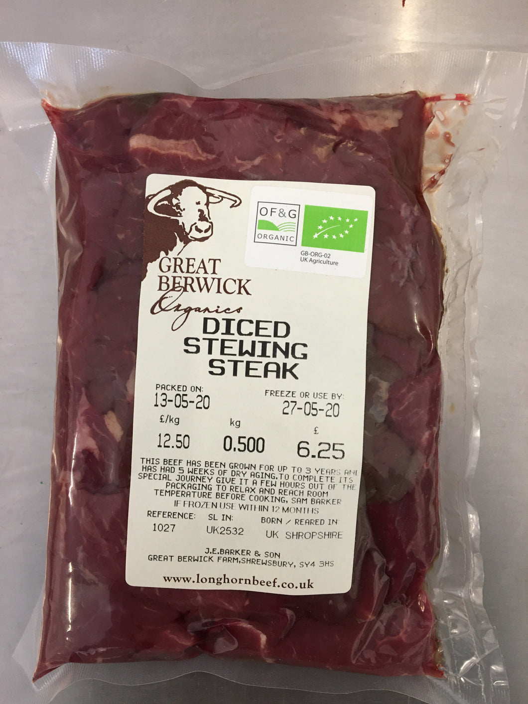 Great Berwick Organics Diced Stewing Steak